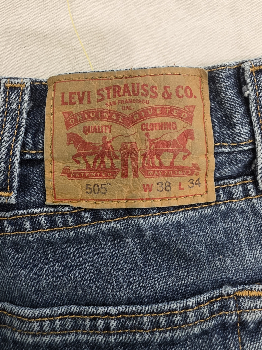 Levi Strauss & Co 505 Straight Fit Stone Blue Wash Denim Jeans  Men W38 L34